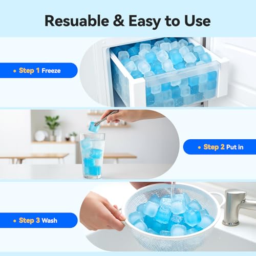 Blue & White 360 Reusable Ice Cubes - Refreezable Plastic Ice Cubes for Drinks