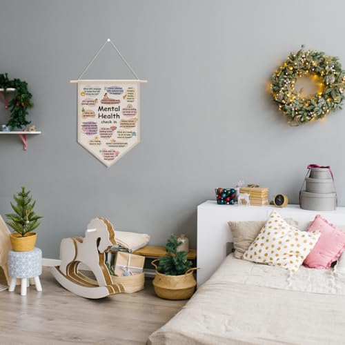 Motivational Wall Decor Classroom Decorations Mental Health Awareness Canvas Hanging Pennant Flag Banner Wall Sign Decor for Bedroom Classroom Playroom Game Room Front Door