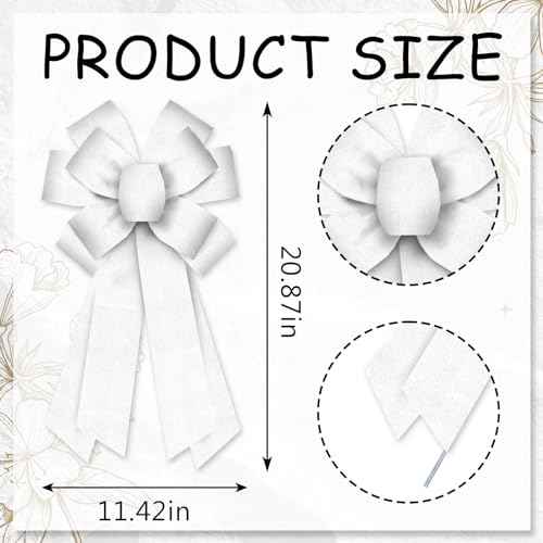 Large Wedding Pew Bows for Wreath, Wedding Anniversary Wreath Bows White Burlap Bows Bridal Shower Craft Bows for Front Door Wedding Events Banquet Decorations Supplies