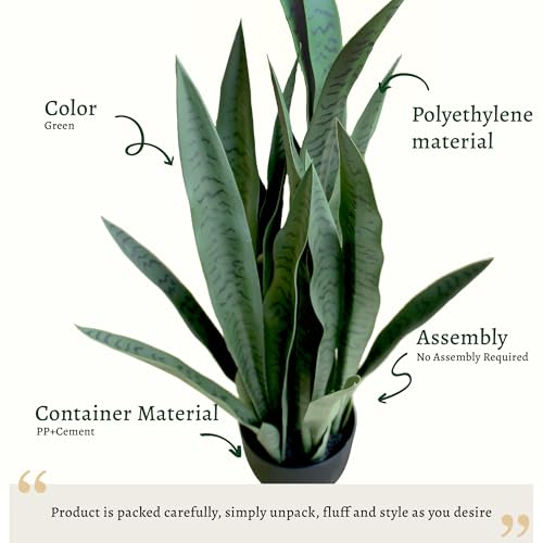 KOL 3FT 2-Pack Artificial Snake Plants, Fake Sansevieria Indoor