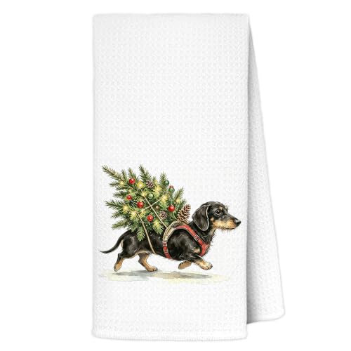Funny Christmas Dog Tree Kitchen Towels 16x24 Inch, Mom Gifts