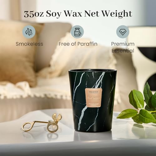 M&SENSE OudWood Large Candle - Extra Large 35oz Triple Wick Scented Candle for Home & Gift