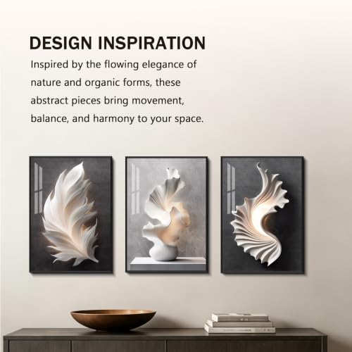 MuSeek 3-Piece Framed Abstract Wall Art Set 16x24 Inches Modern Living Room Decor