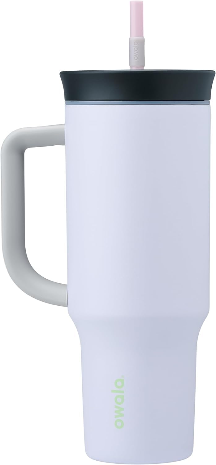 Owala 40 oz Stainless Steel Travel Tumbler - Triple Layer Insulation, Spill Resistant Lid & Straw, Purple