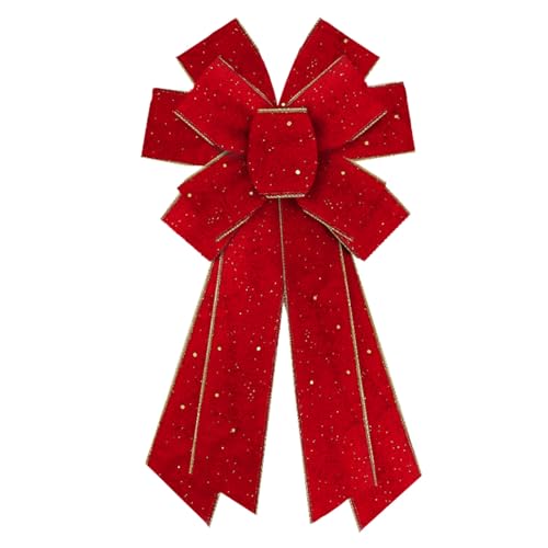 Large Christmas Bows for Wreath, Glitter Red Velvet Wreath Bow Xmas Holiday Tree Topper Bows Ornaments for Front Door New Year Christmas Party Decoration Supplies