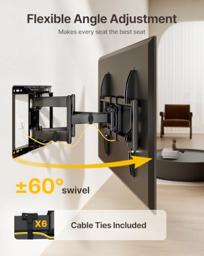37-90 Inch Heavy Duty Full Motion TV Wall Mount - Up to 165 lb, Adjustable Swivel & Tilt
