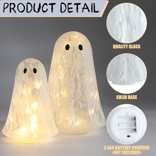 Ghost Halloween Confetti Glass Table Lights - 2 Sizes, Spooky Decor - Variation: Ghost