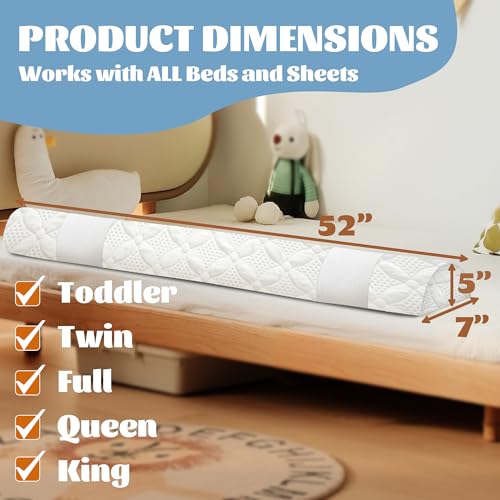 2 Pack Toddler Bed Bumpers Memory Foam Safety Guard Rail for All Bed Sizes