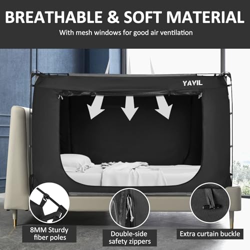 Twin Bed Tent Canopy for Kids & Adults - Indoor Privacy Sleep Tent, Blackout, Easy Install
