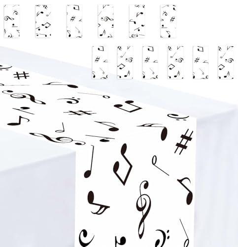 12 Pcs Music Notes Table Runner Plastic 14 x 108 Disposable for Party
