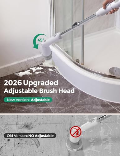 kHelfer Electric Spin Scrubber with 8 Replacement Heads - Pearl White