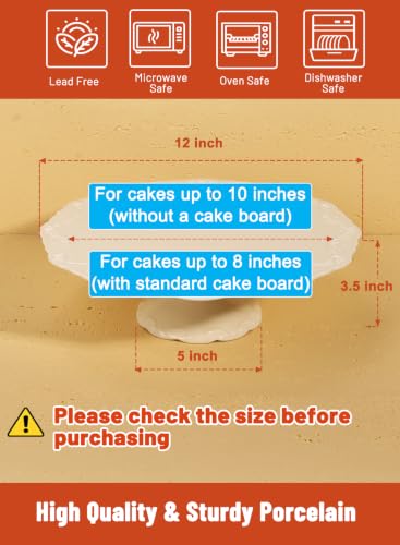 12-Inch White Cake Stand for 10-Inch Cakes Porcelain Pedestal Wedding Dessert Display