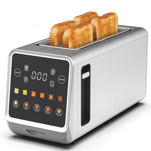 Keenstone Slim 4 Slice Touch Screen Toaster - Stainless Steel, Wide Slot 1.5"