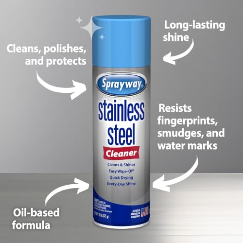Stainless Steel Cleaner Aerosol Spray - Water-Based, 15oz, Pack of 6 - Fingerprint Resistant & Polish