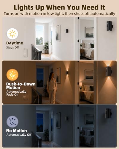 Rechargeable Motion Sensor Wall Light - Black, 4 Pack LED Sconces
