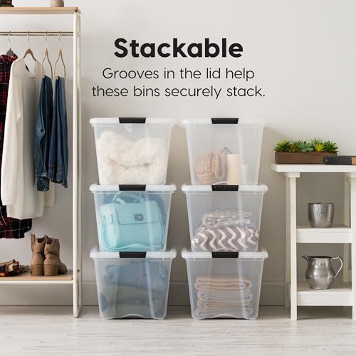 Clear Plastic Storage Bins with Lids - 54 Quart 6 Pack - Space-Saving Organization