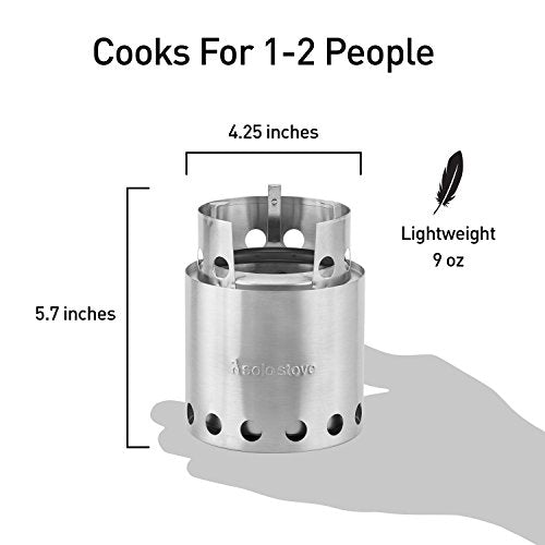 Portable Camping Stove - Efficient Wood Burning, Low Smoke, Quick Boil, Ultralight 9oz