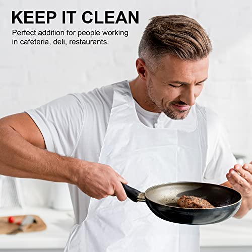 MT Products 2 Mil White Disposable Waterproof Aprons 46x28 Inches - Bulk 100 Pack
