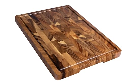 Walnut Wood Cutting Board with Juice Groove - End Grain Kitchen Chopping Board