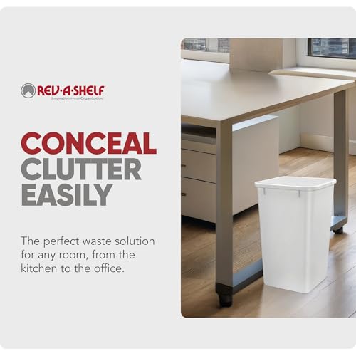 Rev-A-Shelf White 1 Pack Double Pullout 35 Qt Trash Cans for Kitchen Cabinets