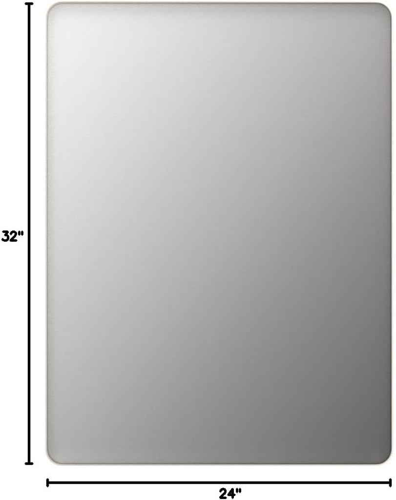 LOAAO Brushed Nickel Bathroom Mirror - 24x32 Inch Rounded Rectangle Design | Anti-Rust & Shatterproof