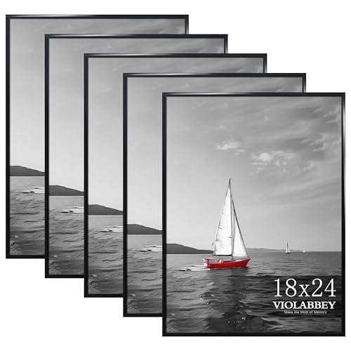 18x24 Black Gallery Wall Picture Frame Set of 5 - Modern Style, Easy Assembly