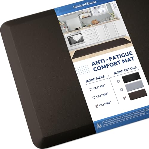KitchenClouds Chocolate Cushioned Anti-Fatigue Kitchen Mat 60"L x 17.3"W