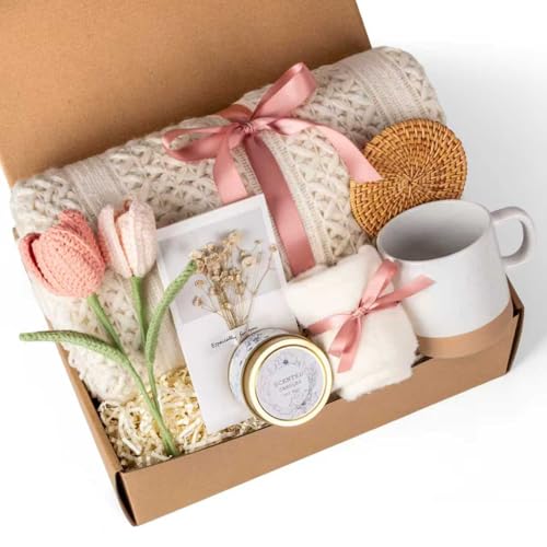 Pink Self Care Gift Basket for Women - Birthday, Get Well, Friendship, Mom & Grandma