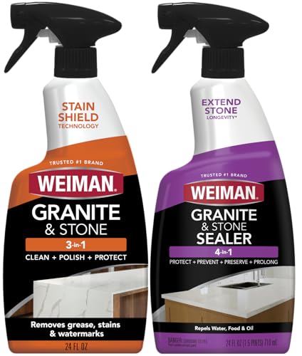 Weiman Granite & Stone Countertop Cleaner & Sealer Kit - 2 Pack, 24 Oz - Granite Kit 2