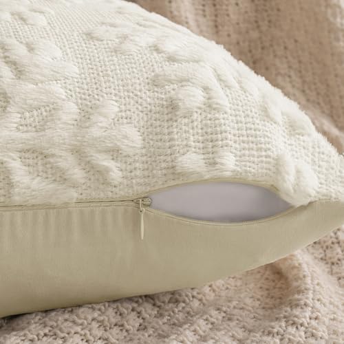 MIULEE Christmas Cream White Throw Pillow Covers Snowflakes