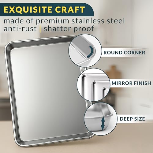 Baker's Signature 3-Piece Stainless Steel Baking Sheet Set - 9, 12, 16 Inch