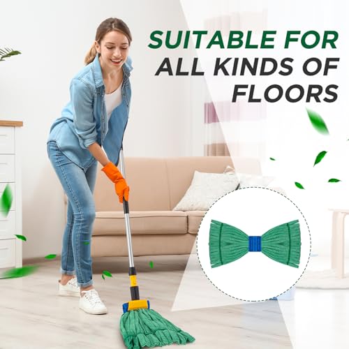 Green Hushee 6-Pack Large Microfiber Tube Mop Heads - Heavy Duty, Looped End, 18 oz