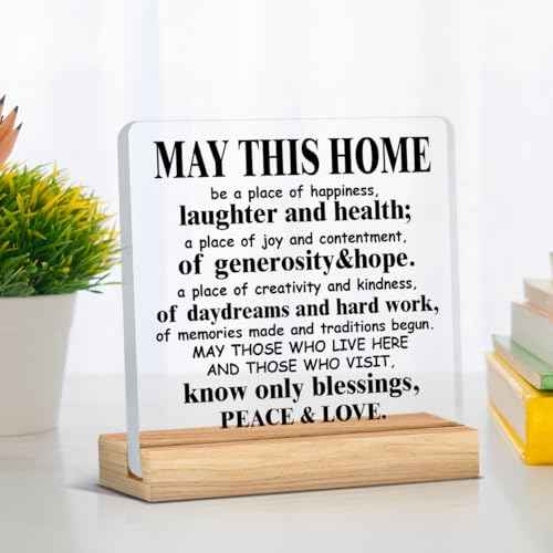 Housewarming Gifts for Women and Men - May This Home Acrylic Desk Sign Decor - Religious House Warming Gift