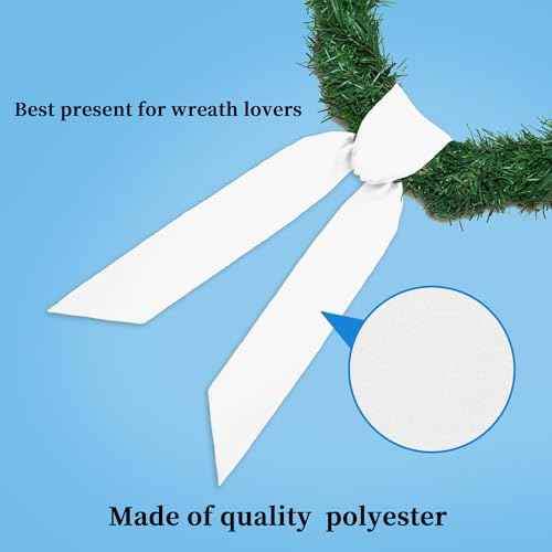 RunNico 2 Pack Front Door Wreath Blank Sash - 3.3" W x 52.8" L White Plain Wreath Accessories for Christmas Halloween Party Yard Wall Doorway Outdoors Decoration