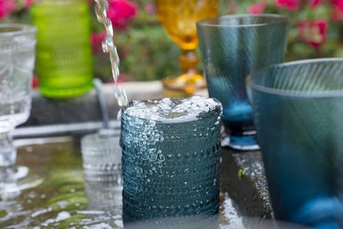 Fortessa Jupiter Beaded Hobnail Glass, 13 Ounce Iced Beverage (Set of 6), Fern Green