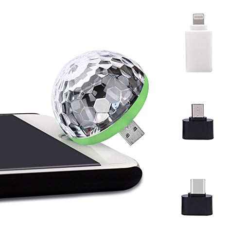 USB Party Lights Mini Disco Ball,Led Small Magic Ball Sound Control DJ Stage Light Colorful Strobe RGB Lamp for Christmas/Brithday/Wedding/Club/Karaoke Decorations,Suitable for Mobile Phones (1 pc)