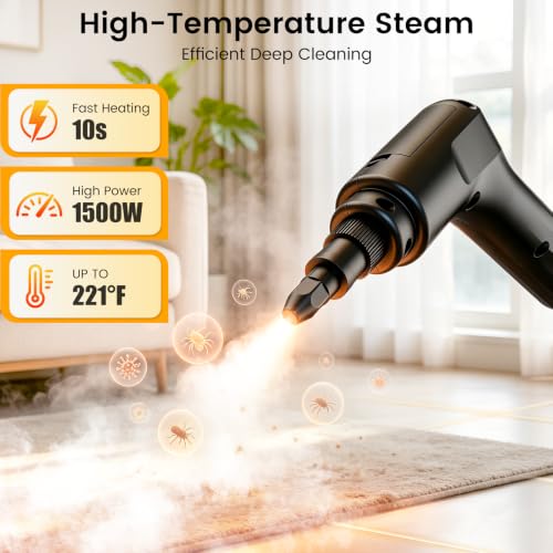 Granarbol Handheld Steam Cleaner 1.6L - Home & Car Deep Cleaning, Rapid Heat