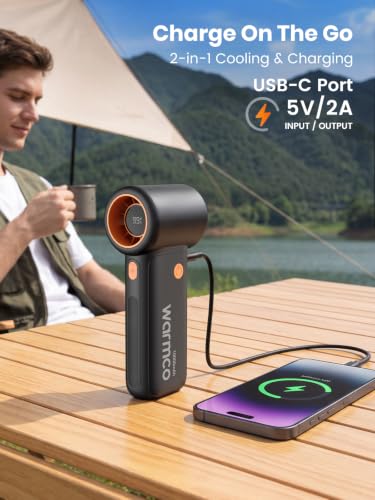 Portable Handheld Fan with 10000mAh Battery - Black
