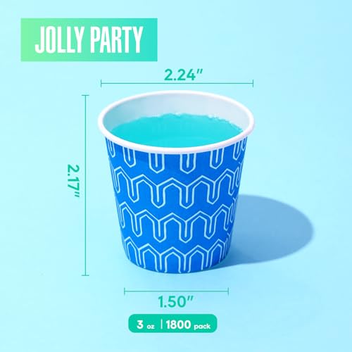 JOLLY PARTY 1800 Pack 3oz Disposable Paper Mouthwash Cups - Bathroom & Party Use