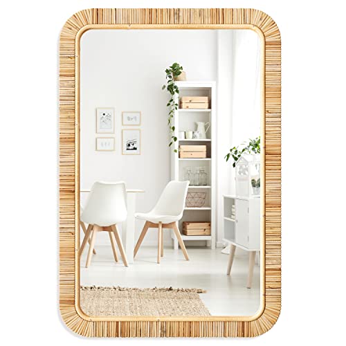 Barnyard Designs Rattan Wall Mirror Natural Tan (20" x 30",