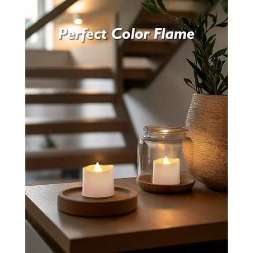 5plots Auto Timer Flameless Candles, LED Votive Tea Light, Battery Operated Electric Fake Candles for Wedding, Table Centerpiece, Halloween, Christmas Decorations - White (12 Pack)