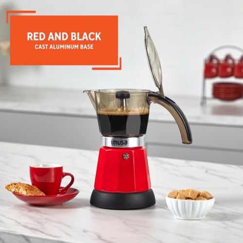 Electric Espresso Coffee Maker 3 or 6 Cups with Cool-Touch Handle - Red