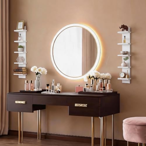 Homaterial 5 Tier Wall Shelf Unit, Small White Vertical Floating