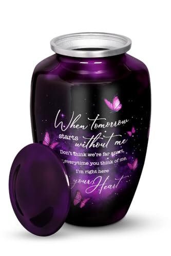 Purple Butterfly Cremation Urn for Adult Ashes with Secure Lid - Memorial Keepsake
