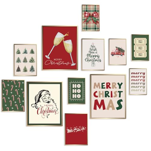 Pasimy 12-Piece Christmas Poster Set — Vintage Farmhouse Holiday Wall Prints