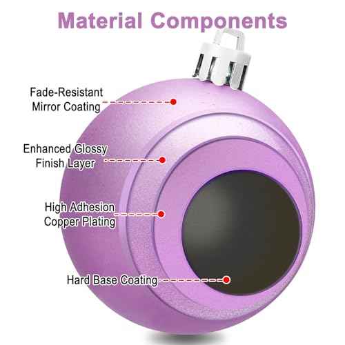 AMS 34ct Christmas Ball Mini Ornaments Party Decorations Shatterproof Festival Pendant Hangings for Xmas Tree Decor(1.57''/40mm,Light Purple)