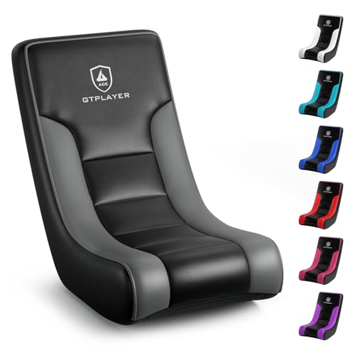 GTPLAYER Black & Gray Floor Rocker Gaming Chair – Adjustable Angle, Lightweight Ergonomic Seat