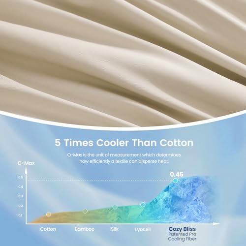 Queen Size Cooling Comforter - Khaki Seersucker Bed Bedding for Hot Sleepers