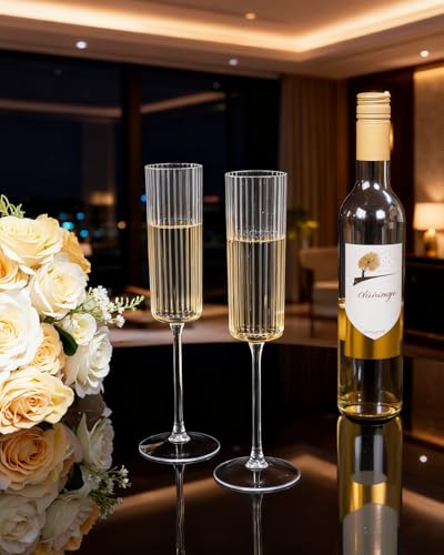 Clear Plastic Champagne Flutes 6 Oz - 24 Pack for Weddings & Parties