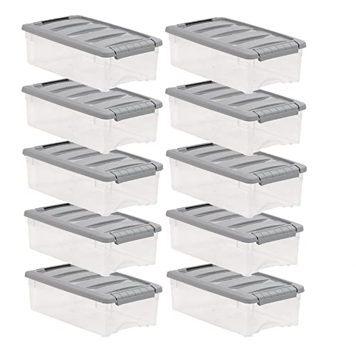 5-Quart Stackable Plastic Storage Bins with Latching Lids - Set of 10